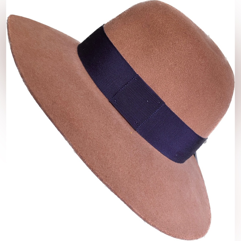 Rag & Bone Medium Women’s Wool Fedora in Rare Brown Rose Color Black Ribbon Band - Picture 6 of 7